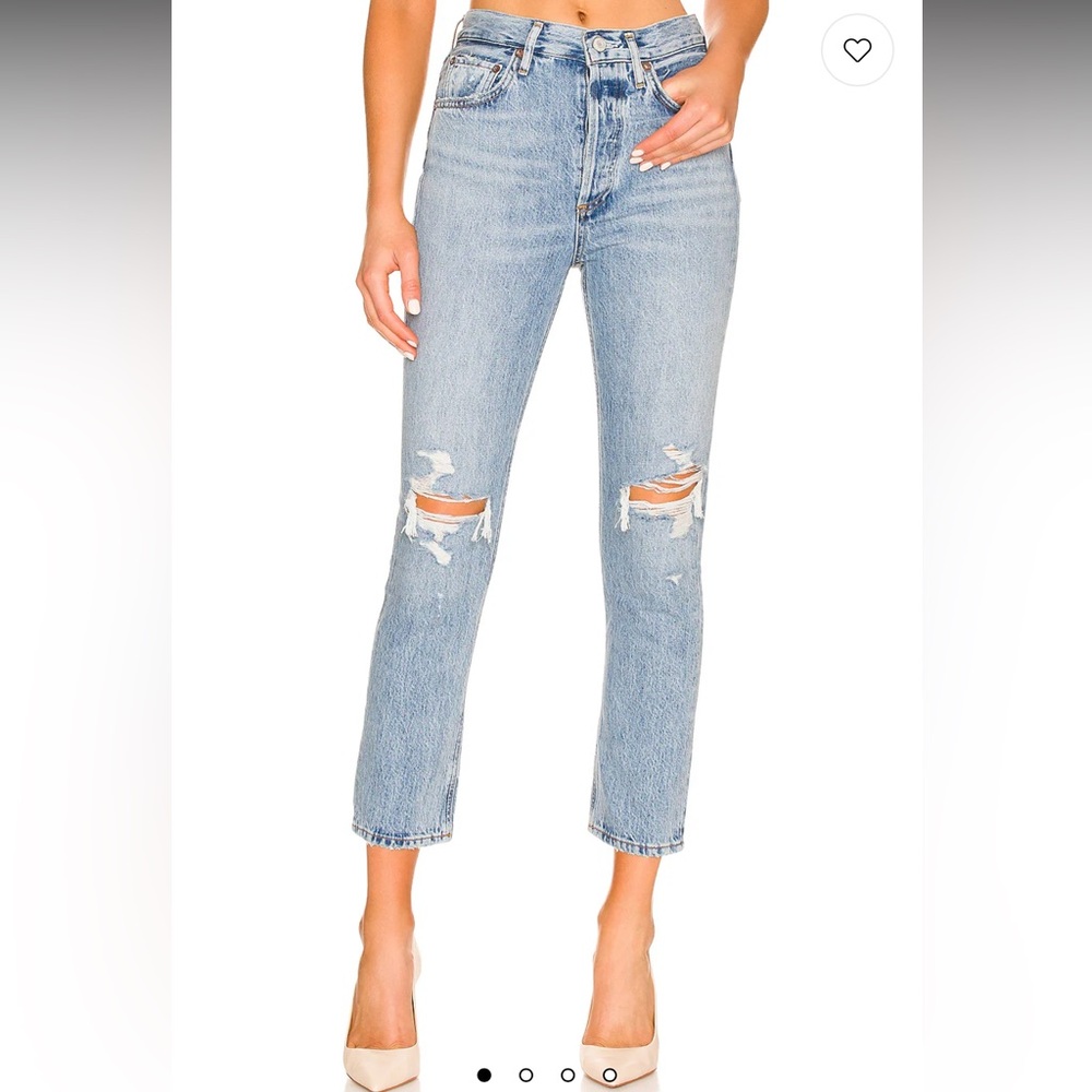 Agolde Riley High Rise Straight Crop Jeans in Blitz Wash